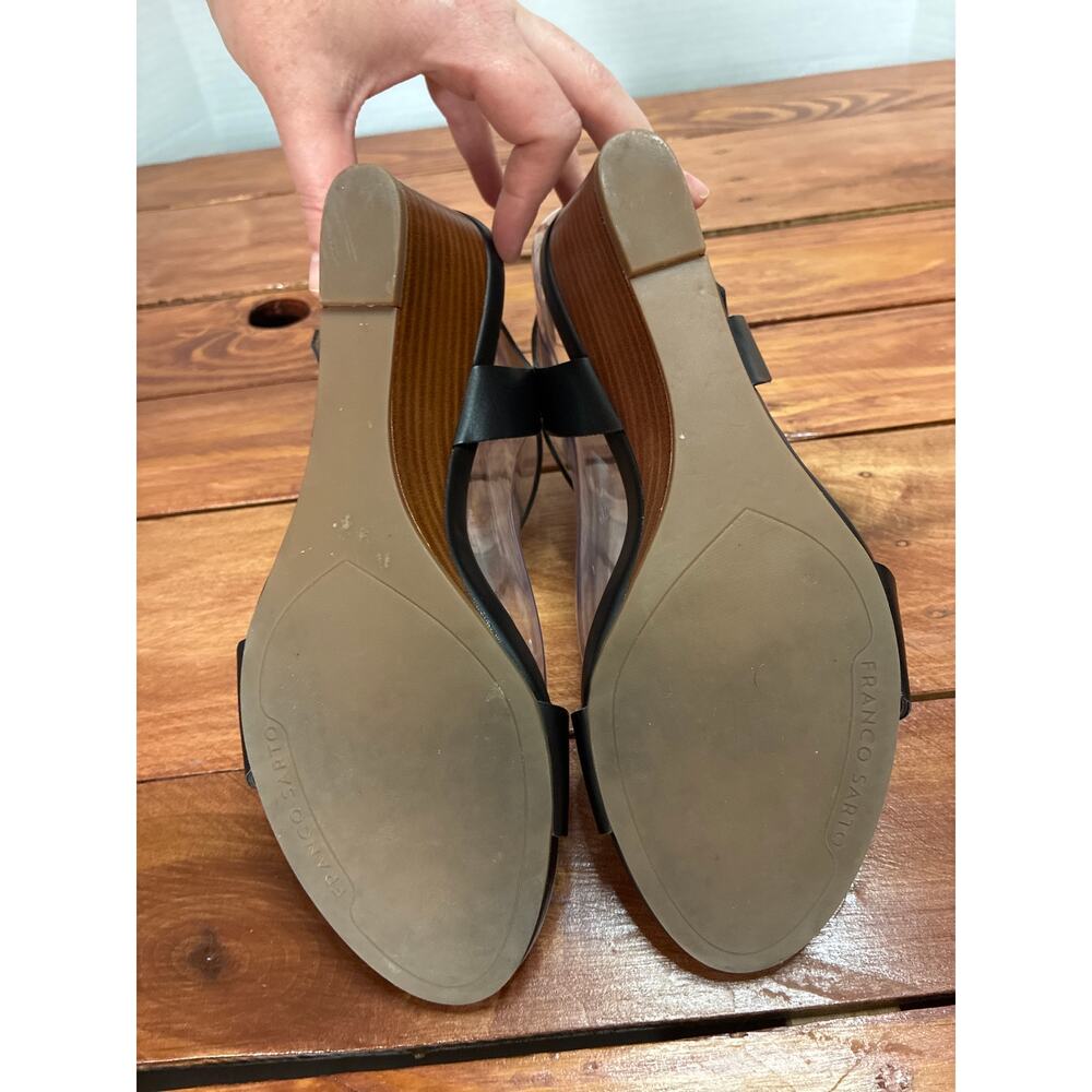 Franco Sarto Dulce Black Wedge Sandal 3” Heel Ankle Strap - Women’s Size 8 - Picture 8 of 9